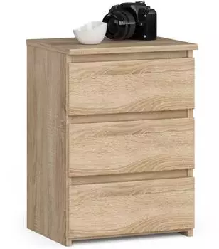 Akord Furniture Factory CL3 Nachttisch 3 Schubladen, Sonoma-Eiche, 40x35x57cm (OP0LCL340SON001)