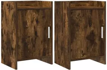vidaXL Nachttische 2er-Set, Holzwerkstoff, ger&auml;ucherte Eiche, 40x30x60cm (8011020)