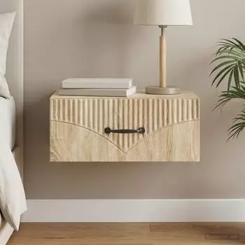 vidaXL Wandmontierter Nachttisch Sonoma-Eiche, 49x34,5x20cm