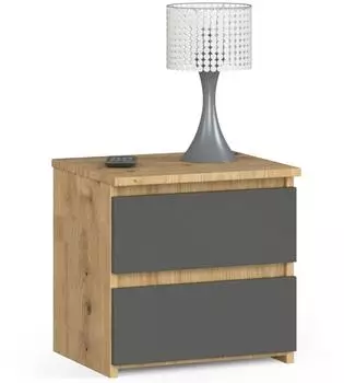 Akord Furniture Factory Picolo CL2 Nachttisch 2 Schubladen, Eiche Artisan/Graphitgrau (OP0LCL2ARTSZA001)