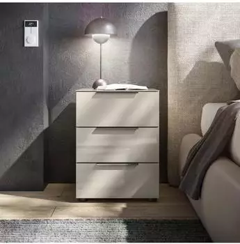 Sconto Nachtkommode mit Glasfront, beige, 45x61x40cm