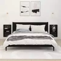vidaXL Wand-Nachttische 2 Stk. Schwarz Massivholz Kiefer
