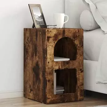 vidaXL ELST Nachttisch 2er-Set, R&auml;uchereiche, 29,5x33,5x50cm