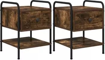 vidaXL Nachttisch 2er-Set ger&auml;ucherte Eiche 35x36,5x47cm (8007664)
