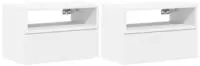 vidaXL Wand-Nachttische 2 Stk. Wei&szlig; 45x26x28,5 cm