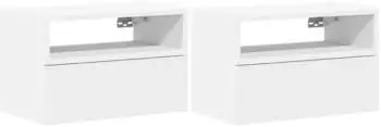 vidaXL Wand-Nachttische 2er-Set wei&szlig; 45x26x28,5cm (858597)