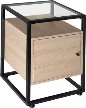 TecTake Dudley Nachttisch Industrial, Holz hell, Eiche Sonoma, 40x43x60,5cm