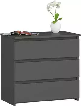 Akord Furniture Factory Kommode CL-3 3 Schubladen, graphitgrau, 60x57x35cm (OP0LCL-SZAR003)