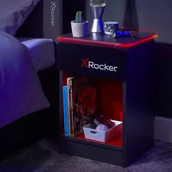X Rocker Carbon-Tek Nachttisch 1 Schublade, schwarz/rot (2022026)