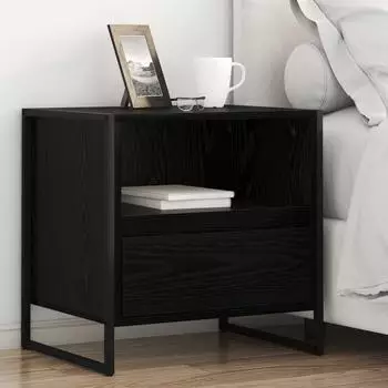 vidaXL Nachttisch schwarz, Eichen-Optik, 50x39,5x50cm (886666)