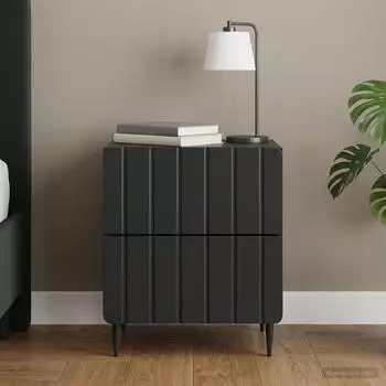 vidaXL Nachttisch schwarz, Holzwerkstoff, 43x34,5x49,5cm (894297)