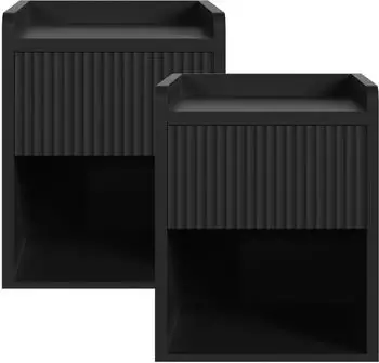 en.casa Nand Nachttisch 2er-Set, 1 Schublade, 55x45x39cm, schwarz (Nand)