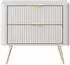 Bettso LANTE Nachttisch 2 Schubladen, geriffelte Fronten, beige