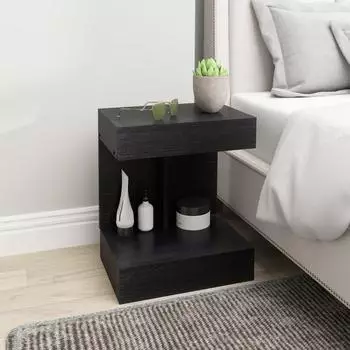 HomCom Nachttisch mit Schubladen und Ablage, schwarz, 40x30x46cm