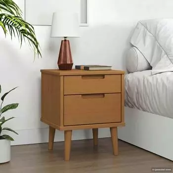 vidaXL MOLDE Nachttisch Kiefernholz massiv, karamell, 40x35x48cm