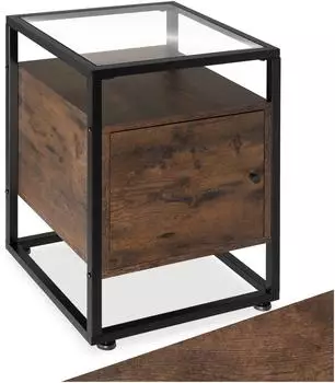 TecTake Nachttisch Dudley Industrial, dunkles Holz