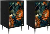 vidaXL Nachttisch LOCHEM 2 stk. Schwarz Eichen-Optik 36 x 33 x 61 cm