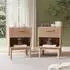 LuxusKollektion Nachttisch 2er-Set, Boho, Holz natur, Schublade und offene Ablage
