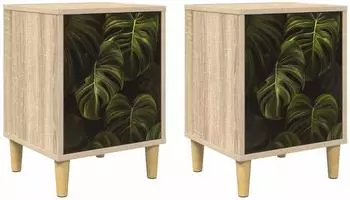 vidaXL ELBURG Nachttisch 2er-Set Sonoma-Eiche 36x33x50cm