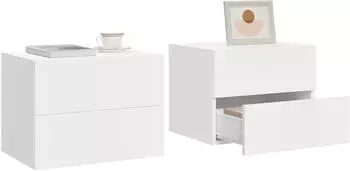 Woltu H&auml;ngender Nachttisch mit Schublade, wei&szlig;, 40x30x30cm, 2er-Set (W0ETT0288-2)