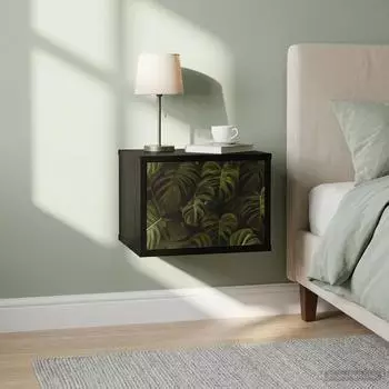 vidaXL ELBURG Nachttisch wandmontiert, schwarz Eichen-Optik (8007447)