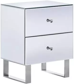 Beliani Nesle Nachttisch 2 Schubladen, verspiegeltes Glas, silber