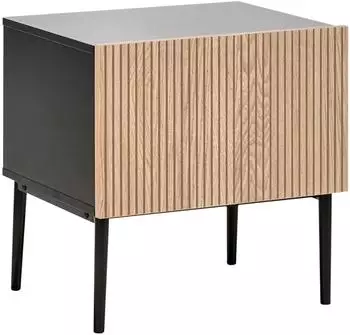 Beliani Blythe Nachttisch MDF, gerippte Eschenholzfront, 1 Schublade, schwarz/braun (Blythe)