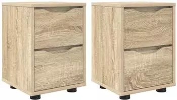 vidaXL Nachttische 2er-Set Holzwerkstoff Sonoma-Eiche 30,5x30x43cm (888802)