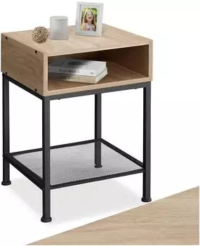 TecTake Nachttisch Harlow, Holz hell, Eiche Sonoma, 40,5x40,5x59cm