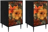 vidaXL Nachttisch GENNEP 2 stk. Schwarz Eichen-Optik 36 x 33 x 61 cm