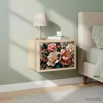 vidaXL Nachttisch BORNE wandmontiert, Sonoma-Eiche (36x33x25cm)