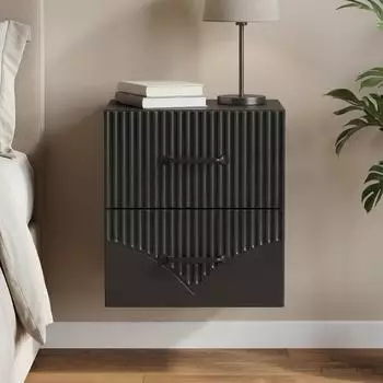 vidaXL Wandmontierter Nachttisch schwarz, Holzwerkstoff, 34,5x33x40cm