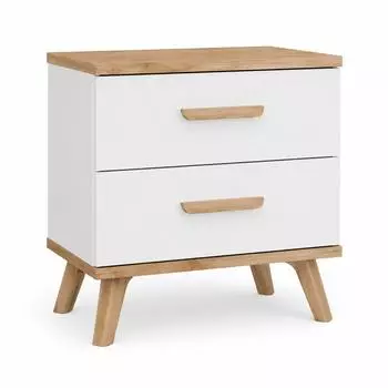 Top E Shop Olympo 2S Nachttisch 2 Schubladen, wei&szlig;/Artisan Eiche, 45x47x30cm (M-MP-SN-OLP-2S-BIA-ART)