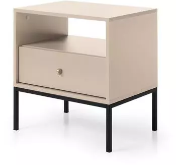 Masseno Mondo Nachttisch beige, Holzwerkstoff, 1 Schublade (800001095194)