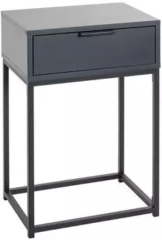 HAKU Ilva Nachttisch Metall/Holzwerkstoff anthrazit/schwarz, 1 Schublade, 40x60x28cm