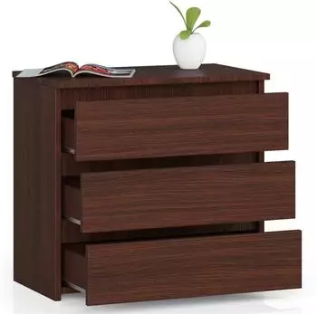 RAUMHIRSCH Nachttisch 3 Schubladen Soft-Close, dunkelbraun, 60x57x35cm (800001522790)