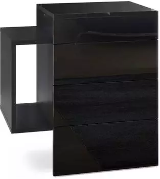 Vladon Queens Nachttisch hängend, 2 Schubladen, schwarz matt/hochglanz (60x63x36cm)
