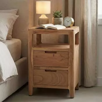 Finebuy Nachttisch Massivholz mit Schublade, modern (FB113240)