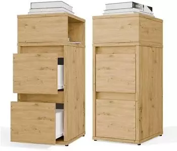 Top E Shop York Nachttisch mit Regal und 2 Schubladen, Artisan, 27x65x32cm (M-MP-SN-YRK-1-ART)