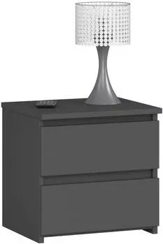 Akord Furniture Factory Nachttisch CL2 2 Schubladen, grau Graphit, 40x40x35cm (OP0LCL2SZAR001)