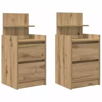 vidaXL Nachttisch 2 Schubladen Artisan-Eiche 38x34x80cm