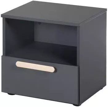 Roba Jara Nachttisch, 1 Schublade, anthrazit, Griff aus Buchenholz (1792834)