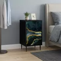 vidaXL Nachttisch WIJHE Schwarz Eichen-Optik 36 x 33 x 61 cm