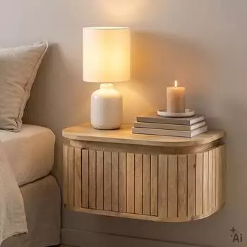 Idimex CALASIA H&auml;ngender Nachttisch, Mangoholz, Lamellen-Design, natur