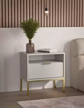 RAUMHIRSCH Austin Nachttisch mit Schublade, Holzwerkstoff, kaschmir/gold (800001030117)