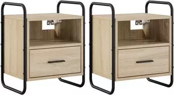vidaXL H&auml;ngender Nachttisch Sonoma-Eiche 40x30x50cm, 2er-Set