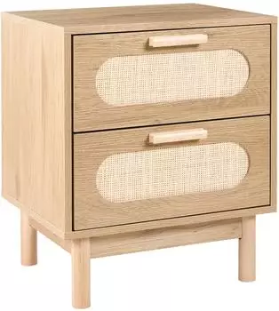 Beliani Costello Nachttisch Rattanfront, 2 Schubladen, hellbraun