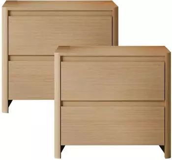 en.casa Takranmaa Nachttisch 2er-Set mit 2 Schubladen, 54x60x40cm, Eicheoptik