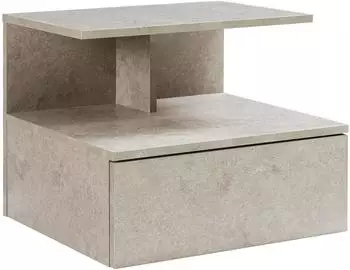 en.casa Amberg H&auml;nge-Nachttisch mit Schublade, 40x35x31cm, heller Betonoptik
