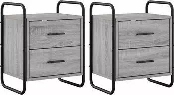 vidaXL H&auml;ngender Nachttisch 2er-Set Sonoma-Grau 40x30x50cm
